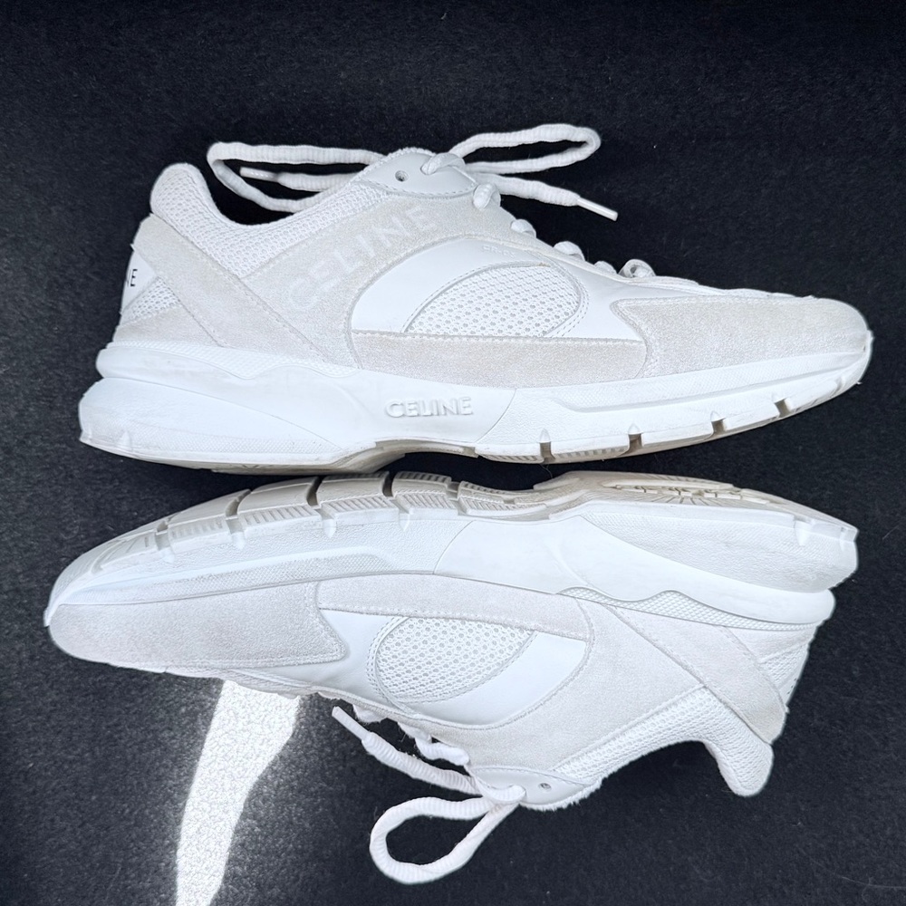 Celine Women's White and Cream Sneakers - Picture 3 of 6